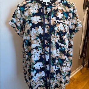 Simply Vera Vera Wang Short-Sleeved Floral Polyester Blouse, Size 0X